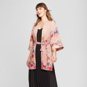 NWT Women's Floral Kimono - A New Day™ Blush M/L